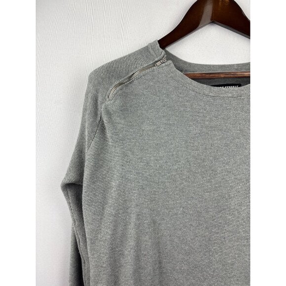 Women’s Just Female Medium Gray Long Sleeve Sweater with Shoulder Zippers - Picture 2 of 4